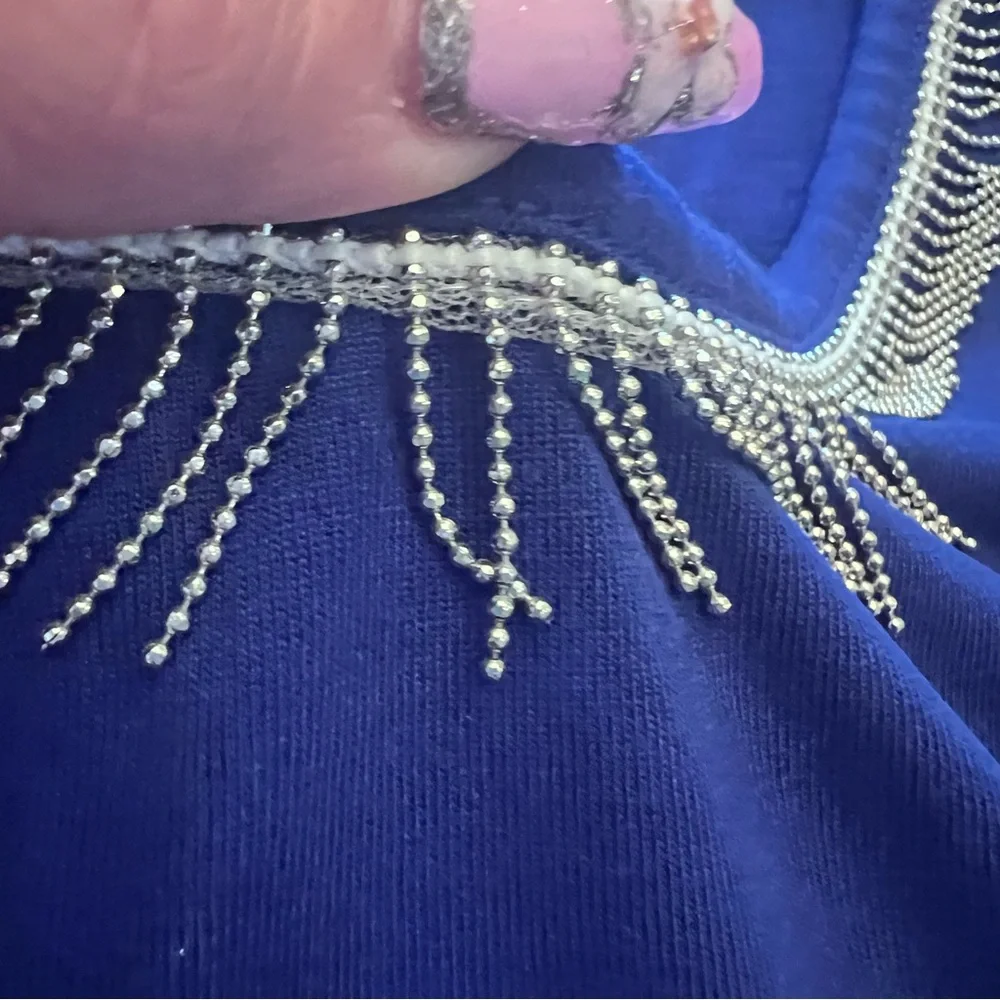 Michael Kors Dark Azurite Sleeveless Tank Top with Silver Trim - Picture 3 of 8